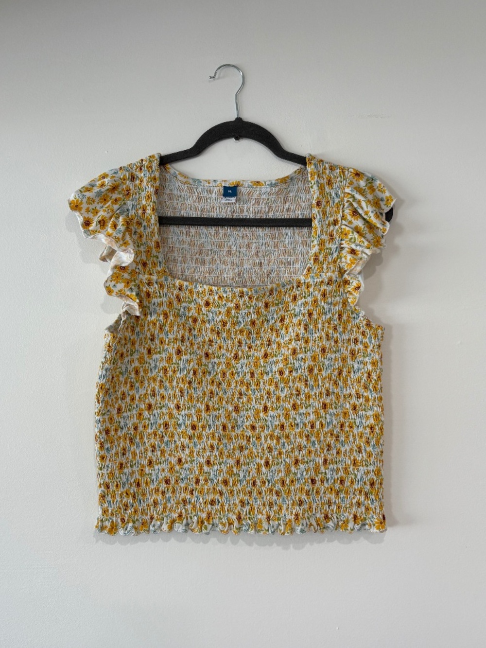 Old Navy Smocked Floral Crop Top Ruffle Sleeve XL
